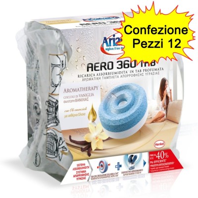 Ariasana Ricarica TAB Coccole di Vaniglia Aero 360 Gradi Confezione da 12 Pezzi da 450 Grammi