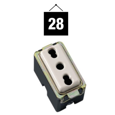 Presa Bivalente Modello Magic 16A + T 250 VOLT Colore Bianco Confezione da 28 pezzi