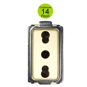 Presa Bivalente Modello Magic 16A + T 250 VOLT Colore Bianco Confezione da 14 pezzi