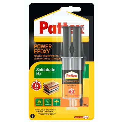 Pattex Power Epoxy Saldatutto Mix 5 Minuti Siringa adesivo Colla Bicomponente
