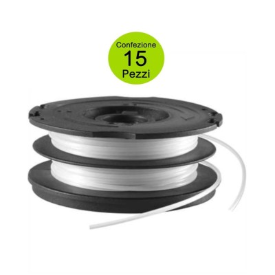 Multipack da 15 Rocchetti A6495  e Doppio Filo di Nylon 1.5 mm Black+Decker