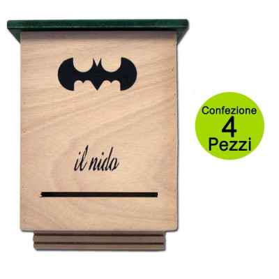 Multipack 4 Pz Casetta Per Pipistrelli Bat-Box nido in legno