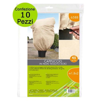 Multipack 10 pz Telo di Protezione per Piante Cappuccio in TNT 45 g/mq 1,8 x 2 metri Colore Ecrù