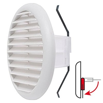 Griglia Di Ventilazione Tonda mm 145 Bianca Con Molle e Rete Aerazione Foro da mm 80 a 125