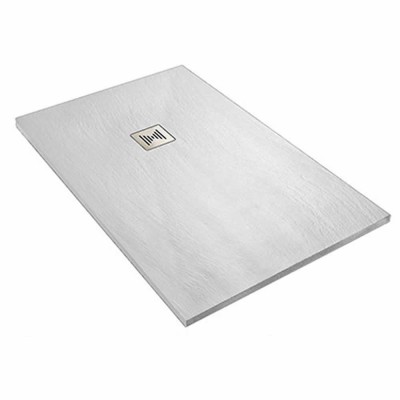 Piatto Doccia Ardesia In mineral di Marmo e Resina Poliestere Bianco cm 70x120x3