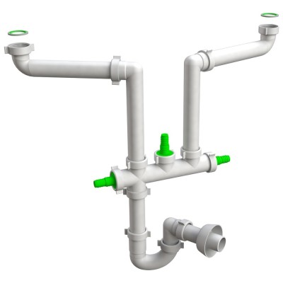 Sifone Space 2 Vie Lavello Salva Spazio 3 Attacchi Ausiliari 1.1/2x40 Bonomini