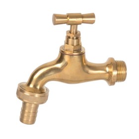 Rubinetto In Ottone Portagomma 3/4" Curvo Acqua Giardino