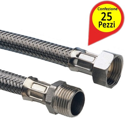 Flessibili in Acciaio Maschio e Femmina 1/2" CM 50 Confezione da 25 Pezzi