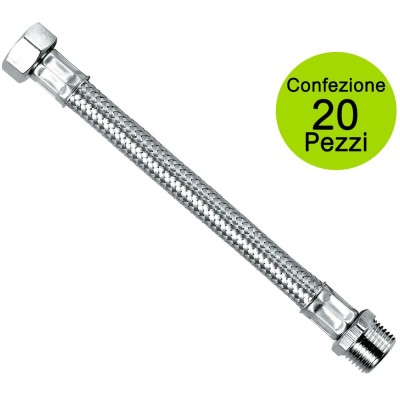 Multipack 20 Pezzi Flessibili In Acciaio Inox Maschio Femmina 1/2 - 1/2 cm 50