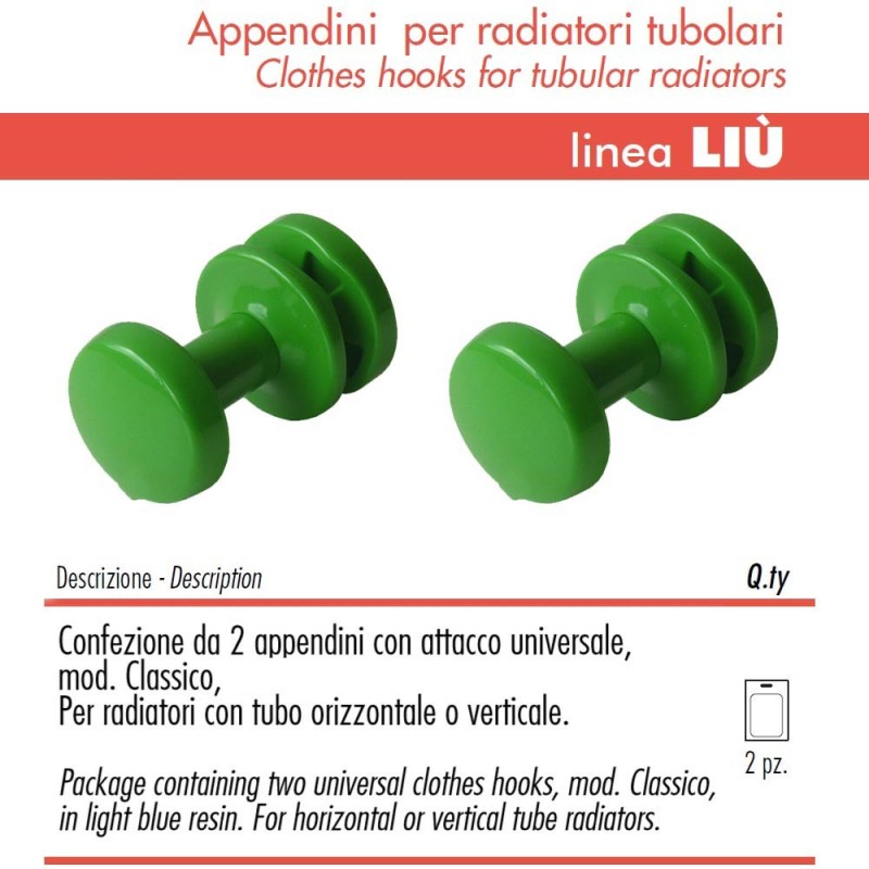 Pika' 2 Appendini per Radiatori LIU' CLASSIC Colore Verde