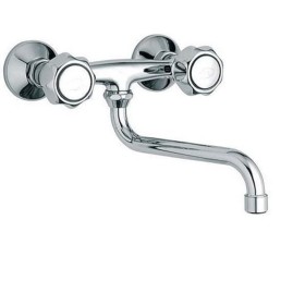 GRUPPO LAVANDINO LAVELLO RUBINETTO A MURO 2 MANOPOLE CROMATO