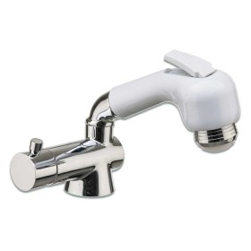 Miscelatore monocomando con doccetta bianca a levetta e tubo
