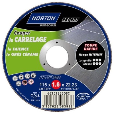 Norton Expert Disco da taglio ultrasottile per Marmo Piastrelle Marmo 115 x 1,6 x 22,2 mm