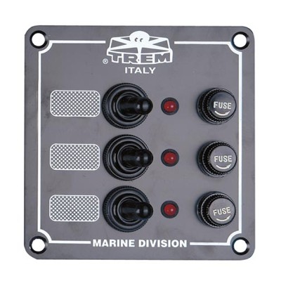 Pannello Elettrico Con interruttori Stagni e Spie Luminose Fusibili mm 100x100