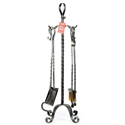 Trespolo porta attrezzi completo di attrezzi In ferro verniciato nero Accessori Camino