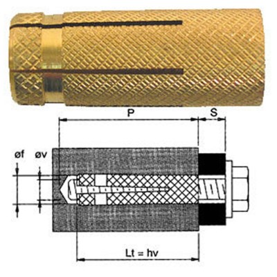 Tassello In Ottone PO M 12x40 Fischer Per Viti a Filettatura Metrica 100 Pezzi