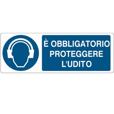 Cartello È Obbligatorio Proteggere L'udito in Alluminio cm 12,5 x 35