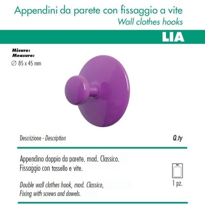 1 Appendino da Parete CLASSIC DISCO Fissaggio a Muro Fucsia