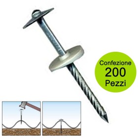 Chiodi Rullati Zincati Elicoidali Ad Ombrello Con rondella In Polipropilene mm 50 Pezzi 200