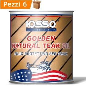 Multipack 6 Pezzi Iosso Golden Natoral Teak Oil Olio Per Teak Litri 0,750
