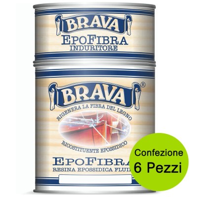 Multipack 6 Pz Resina Epofibra Epossidica Fluida Brava da Litri 0,750 Impregnazione e Incollaggio