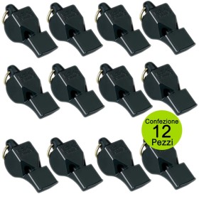 Multiplack 12 Pezzi Fischietti Fox 40 Neri Per Salvamento Bagnini Sport