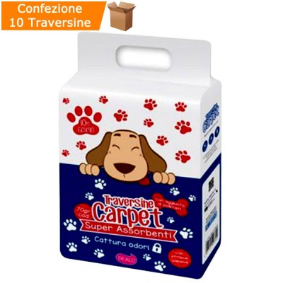 Traversine Carpet Per Animali Domestici Super Assorbenti Confezione da 10 Dim. 60x90 cm