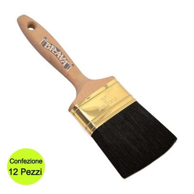 Multipack 12 Pennelli Pennellesse Rylard Setola Nera Cinese mm 9x40 Qualità Professionale