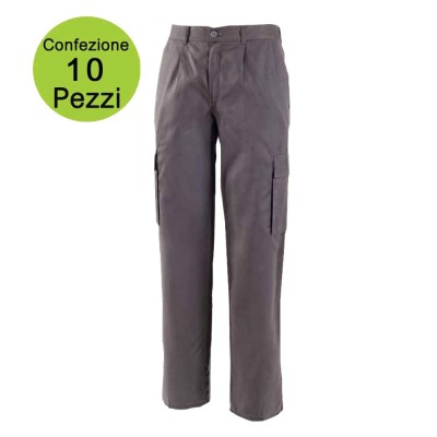 Multipack da 10 pz TG. XXXL Pantaloni da Lavoro Work Professional Multitasche Grigio