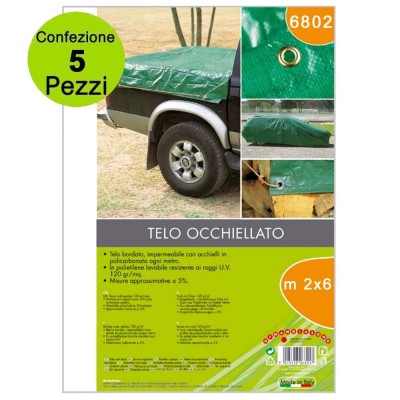 Multipack 5 pz Telone Occhiellato Copritutto Verde 120 gr metri 2x6