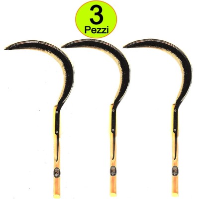 Falci da Per Taglio Erba Pulizia Cantoniere Aiuole in Acciaio Multipack 3 Pezzi