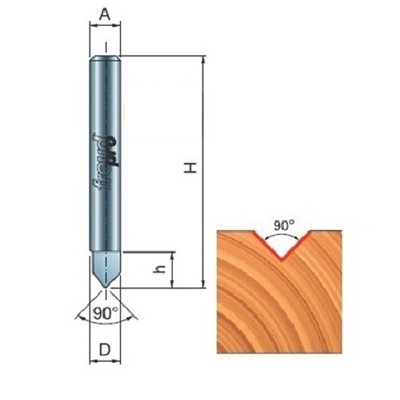 Fresa Per Intagli a V mm 6X6X38.1 90° Freud 20-10006