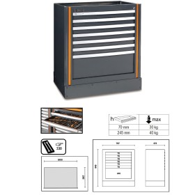 MODULO FISSO 7 CASSETTI X ARREDO OFFICINA C55M7 BETA