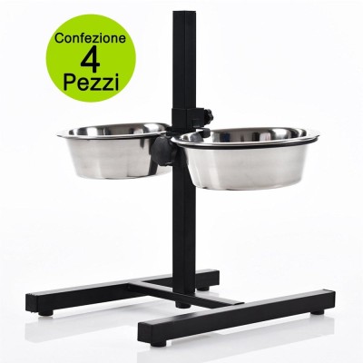 Multipack 4 pz Supporto Alzaciotole con Ciotole Large Diametro 19 cm
