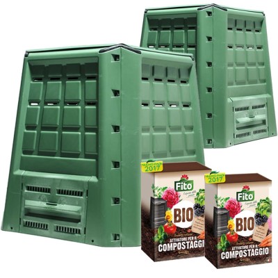 Multipack 2 Compostiere Ecobox Fast 380 Lt + 2 confezioni di attivatore compostaggio kg 4
