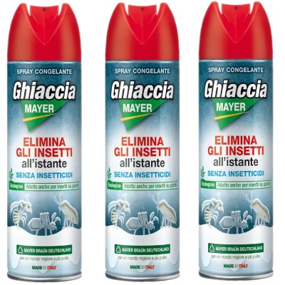 Multipack da 3 Spray Ghiaccia Mayer Congelanti Elimina Gli Insetti All'istante Senza Insetticidi 300 ml Cad