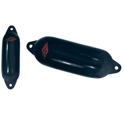 Parabordo Nero Gonfiabile Cilindrico Rinforzato mm 300 x 900 Con Doppio Anello