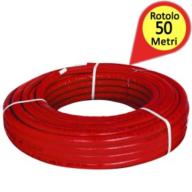Tubo multistrato Diametro 16 x 2,0 mm in rotolo da 50 metri con guaina Rossa