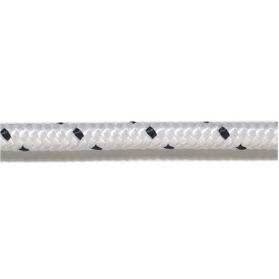 TRECCIA IN POLIESTERE DIAMETRO 16 MM SERIE STANDARD BOBINA DA 170 METRI BIANCA F.SEGNALE NERO NAUTICA