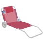 Lettino Spiaggia Giardino Veranda Campeggio Spiaggina con Ruote Rosso