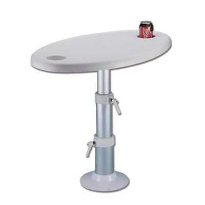 Tavolo con base tritelescopica e piano con sede per bicchieri TREM