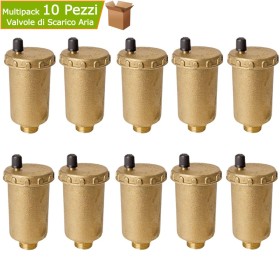Multipack 10 Pezzi Valvole di Scarico Aria Automatica Misura 3/8 In Ottone Toy