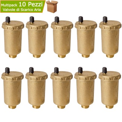 Multipack 10 Pezzi Valvole di Scarico Aria Automatica Misura 3/8 In Ottone Toy