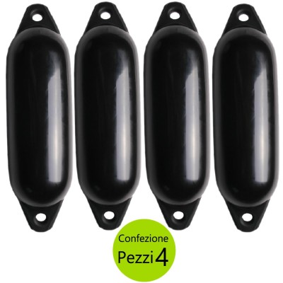 Multipack 4 Pezzi Parabordo Majoni Star Fender Colore Nero Due Fodi D'attacco SF2 cm 15x58