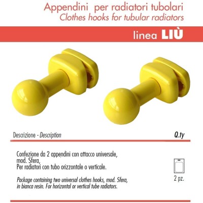 Pika' 2 Appendini per Radiatori LIU' SFERA Colore Giallo