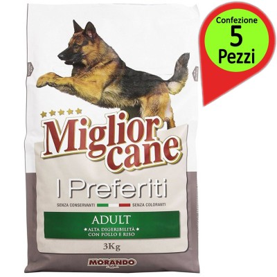Morando Migliorcane I Preferiti Croccantini per Adulti Multipack da 5 Pacchi da 3 kg Ciascuno