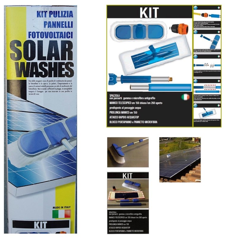 Kit per Pulizia Pannelli Solari Fotovoltaici Spazzolone con