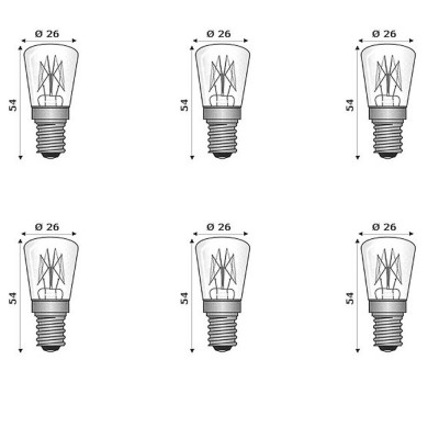 Multipack da 6 Lampadine Wimex Incandescenti Tubolari 15W E14 24V 220-240V