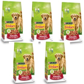 Multipack da 5 pz di Purina Friskies Crocchette Con Manzo E Aggiunta Di Verdure Per Cani Adulti 7,5 kg Cad