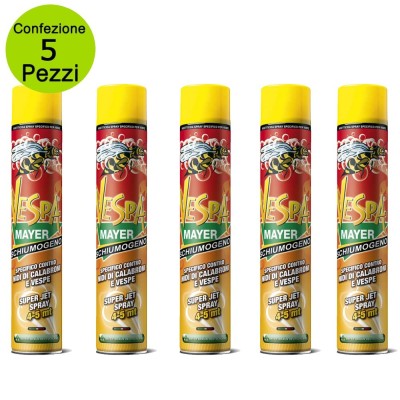 Multipack da 5 Insetticidi Mayer Schiumogeno per Vespe Confezione da 750 Milliliters Ciascuna